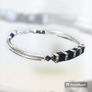 925 Silver & Austrian Crystal Bangle Bracelet